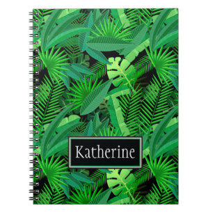 Leaves Of Tropical Palm Trees   Add Your Name Notebook