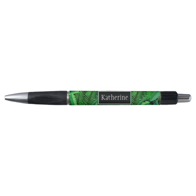 Leaves Of Tropical Palm Trees | Add Your Name Pen (Front)