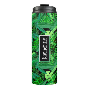 Leaves Of Tropical Palm Trees   Add Your Name Thermal Tumbler