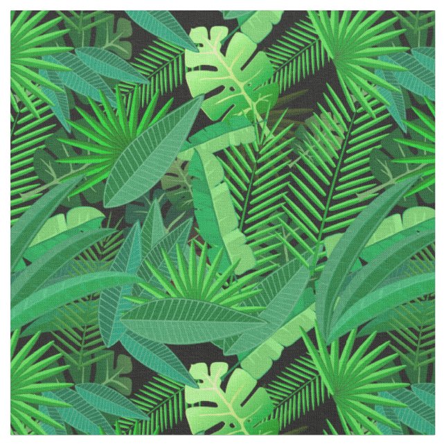 Leaves Of Tropical Palm Trees Fabric (Close Up)