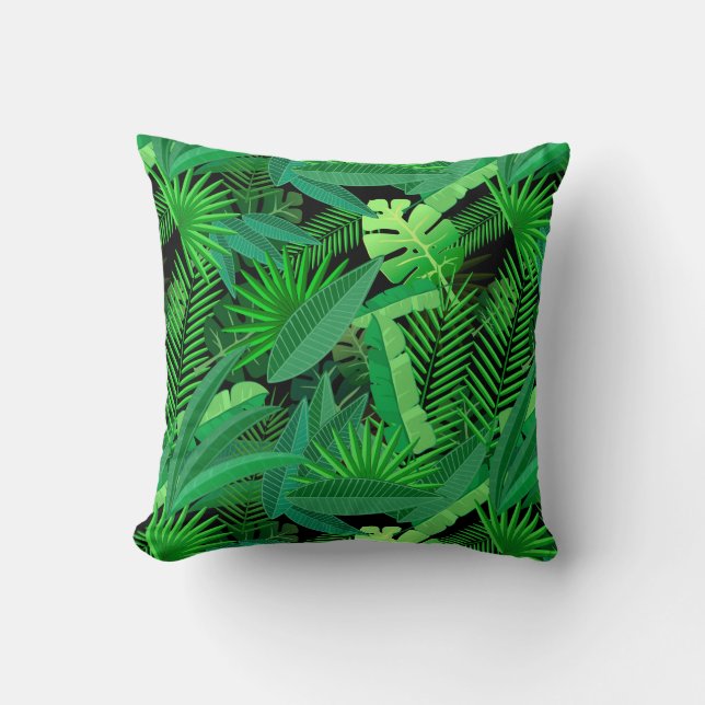 Leaves Of Tropical Palm Trees Throw Pillow (Front)
