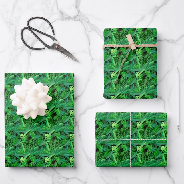 Leaves Of Tropical Palm Trees Wrapping Paper Sheet (Front)