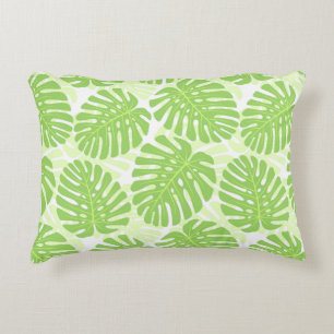 Leaves Of Tropical Plant - Monstera Pattern Accent Pillow