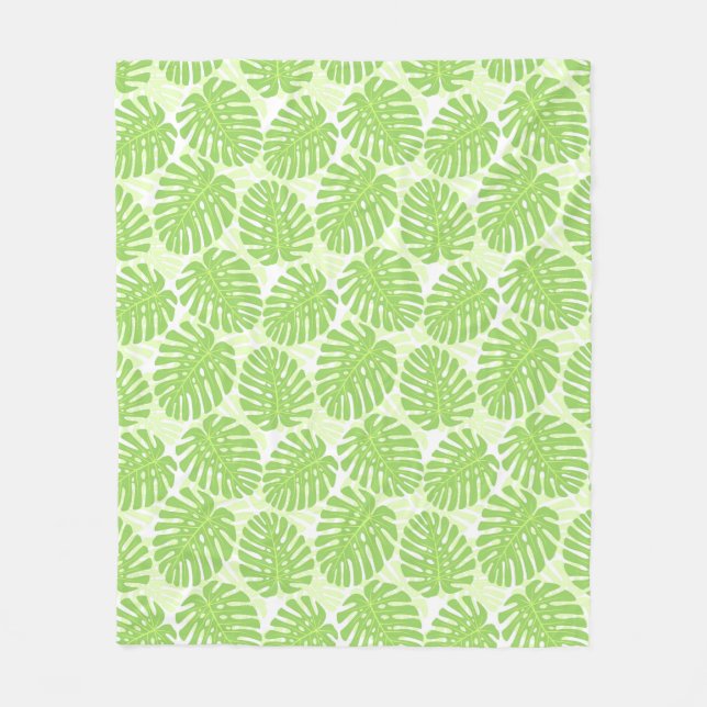 Leaves Of Tropical Plant - Monstera Pattern Fleece Blanket (Front)