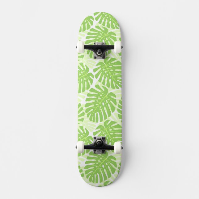Leaves Of Tropical Plant - Monstera Pattern Skateboard (Front)