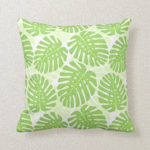 Leaves Of Tropical Plant - Monstera Pattern Throw Pillow