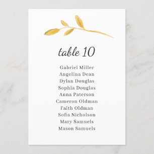 Leaves olive. Classy Table Number with Seating