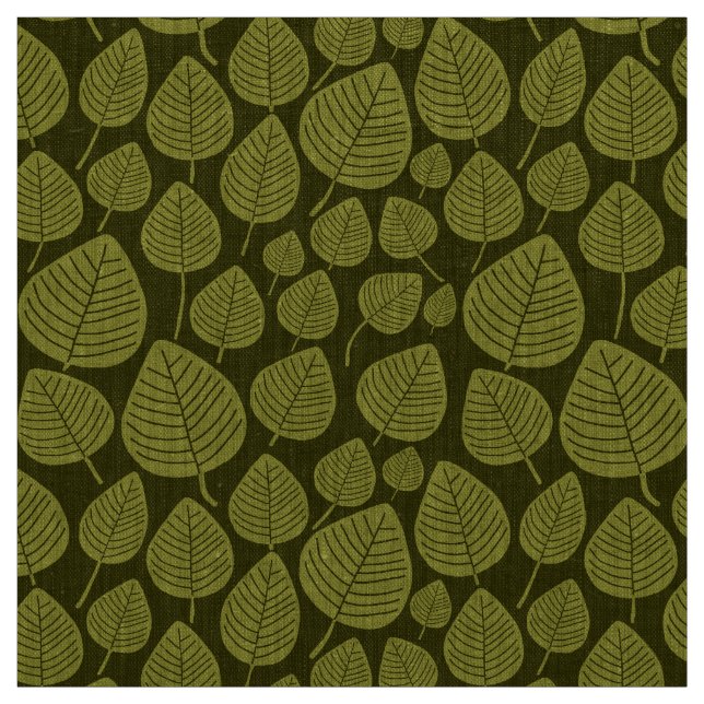 Leaves - Olive on Dark Olive Fabric (Swatch)