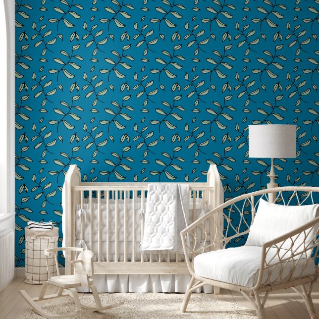 Leaves on Blue Background Wallpaper (Kids)