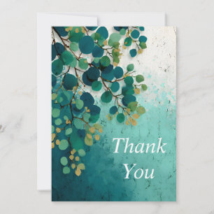 Leaves on Green Ombre Background Thank You Card