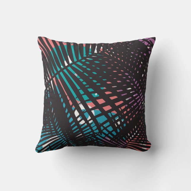 Leaves Palm Dapraia Background Blue And Pink Throw Pillow (Back)