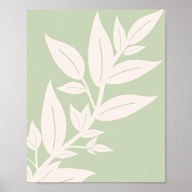 Leaves Pastel Green Poster (Front)