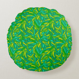 Leaves patchwork round pillow