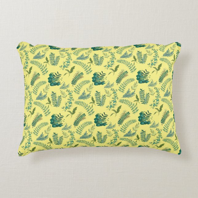 Leaves Pattern 10.bw LYellow BG Fleece Blanket Accent Pillow (Front)