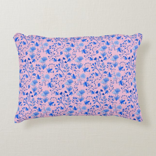 Leaves Pattern 12.bw LPink BG Accent Pillow (Front)