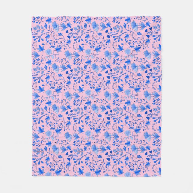 Leaves Pattern 12.bw LPink BG Fleece Blanket (Front)