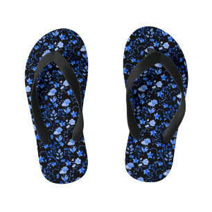 Leaves Pattern 12.bw offwhite BG Kid's Flip Flops
