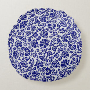 Leaves pattern.13.bw offwhite BG Round Pillow