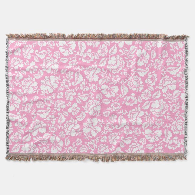 Leaves pattern 14b. lpink BG Throw Blanket (Front)