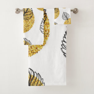 Leaves pattern bath towel set