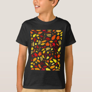 Leaves Pattern Fall Design Acorns Wheat T-Shirt