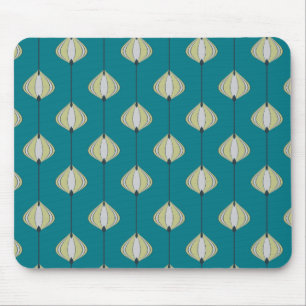 Leaves pattern in blue mouse pad