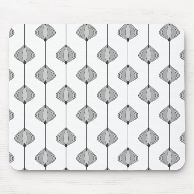Leaves pattern in grey mouse pad (Front)