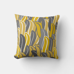 Leaves pattern Ochre Throw Pillow