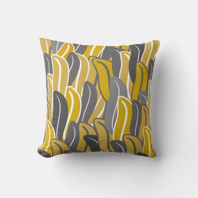 Leaves pattern Ochre Throw Pillow (Front)