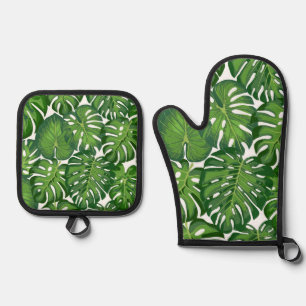 Leaves pattern oven mitt & pot holder set