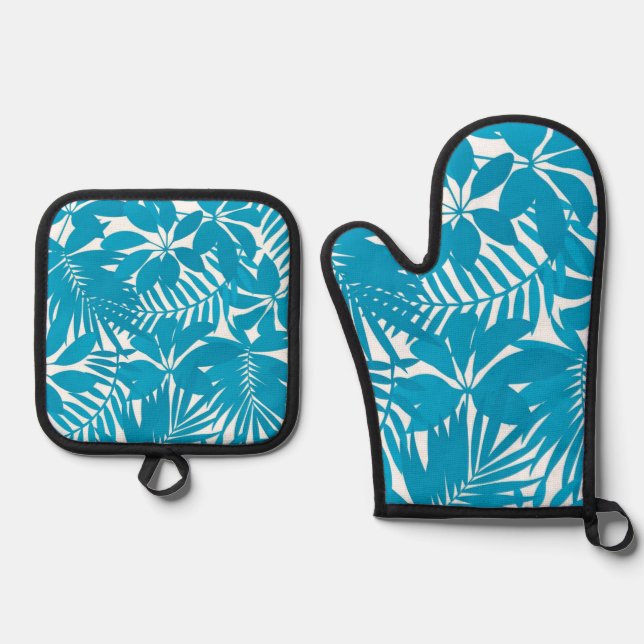 Leaves pattern oven mitt & pot holder set (Front)