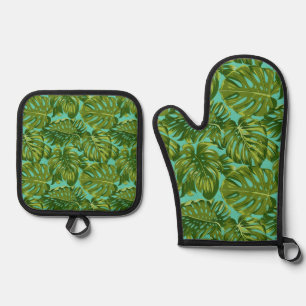Leaves pattern oven mitt & pot holder set