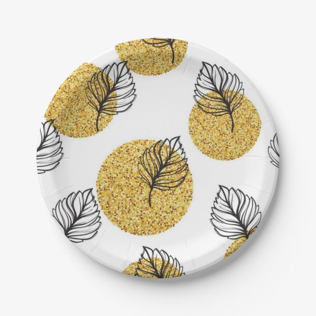 Leaves pattern paper plate (Front)
