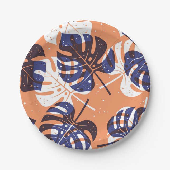 Leaves pattern paper plate (Front)