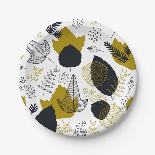 Leaves pattern paper plate (Front)