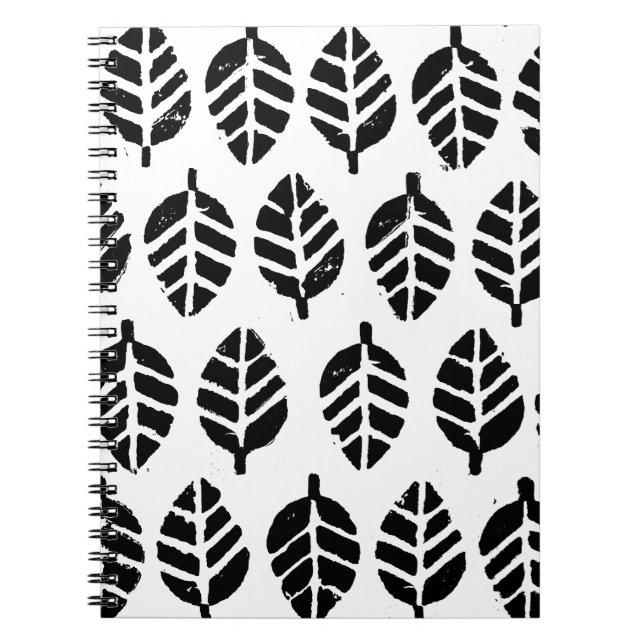 Leaves Pattern Potato Print Spiral Photo Notebook (Front)