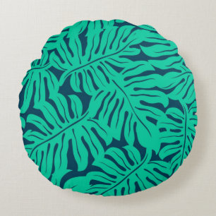Leaves pattern round pillow
