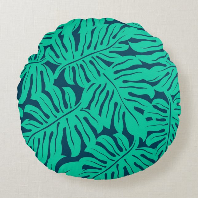 Leaves pattern round pillow (Front)