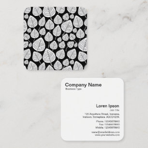 Leaves Pattern - White and Black Square Business Card