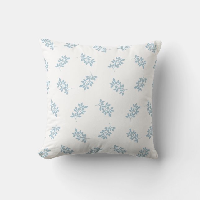 Leaves Pattern (White) Throw Pillow (Front)