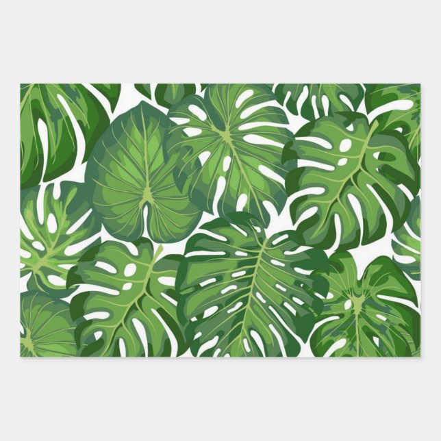 Leaves pattern wrapping paper sheet (Front)