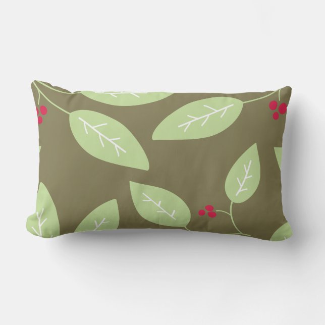 leaves patterned lumbar pillow (Front)