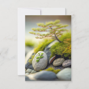 Leaves Pebbles Calm Tranquil Nature Peaceful River Thank You Card