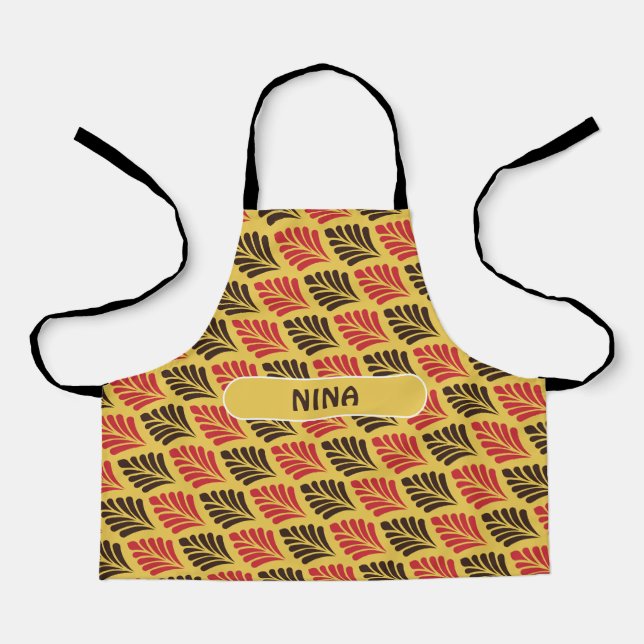 Leaves Pink Brown Minimal Pattern Apron (Front)