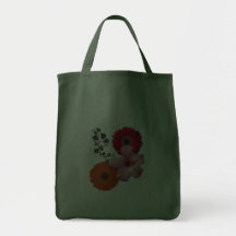 leaves, red gerber daisy1, orange daisy, pink f... canvas bag