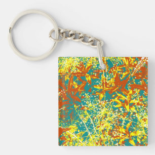 leaves rusty brown keychain