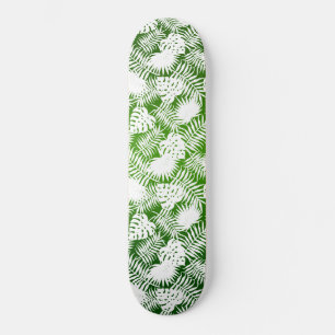 LEAVES SEAMLESS PATTERN GREEN WHITE SKATEBOARD