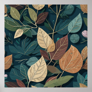 leaves seamless pattern poster