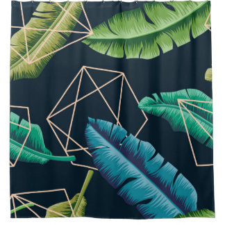 Leaves seamless pattern with abstract polygonal li