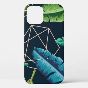 Leaves seamless pattern with abstract polygonal li iPhone 12 case